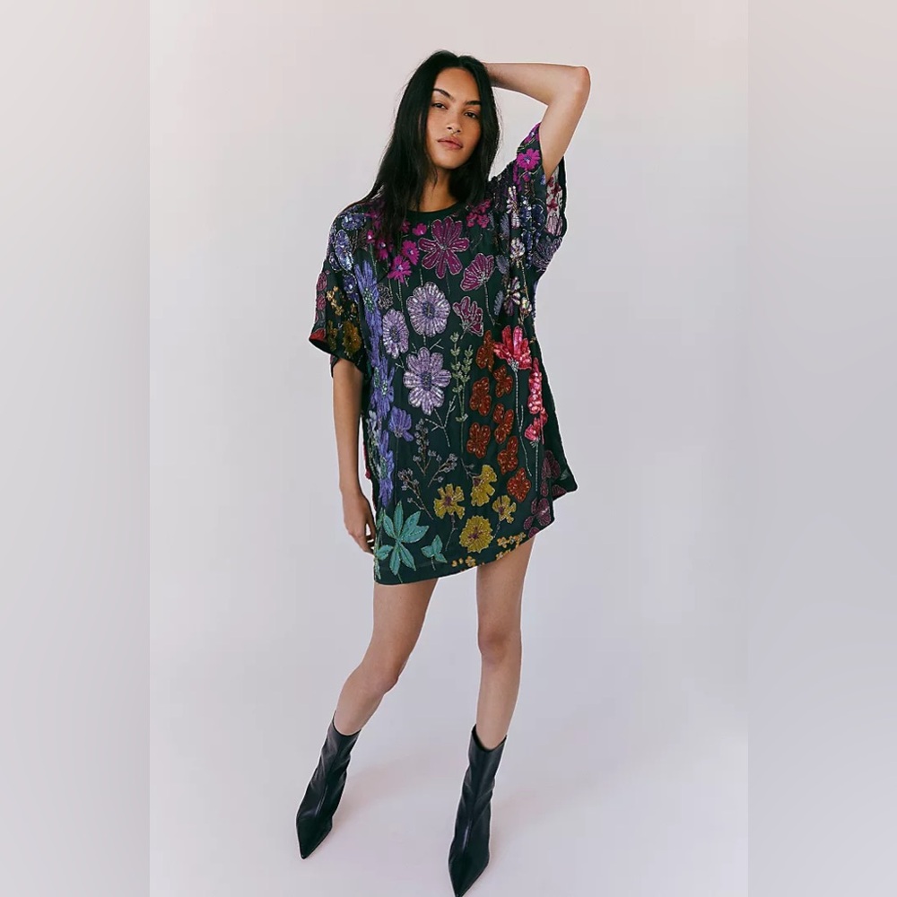 NWT FREE PEOPLE JEWEL MINI DRESS IN TWILIGHT COMBO XS